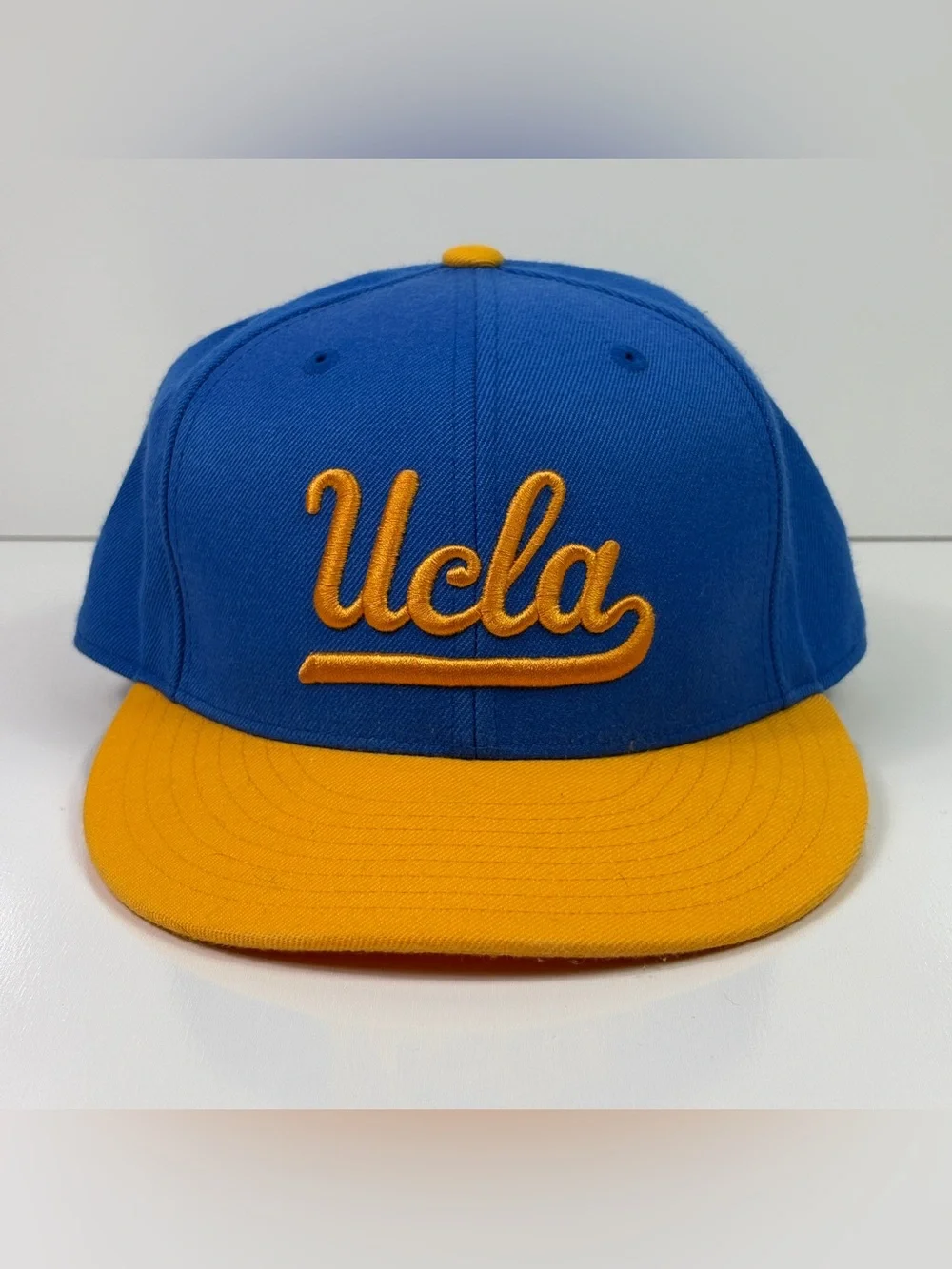 Mitchell & Ness UCLA Bruins 100% Wool Fitted Hat 7 5/8 Yellow Blue Nostalgia Co.